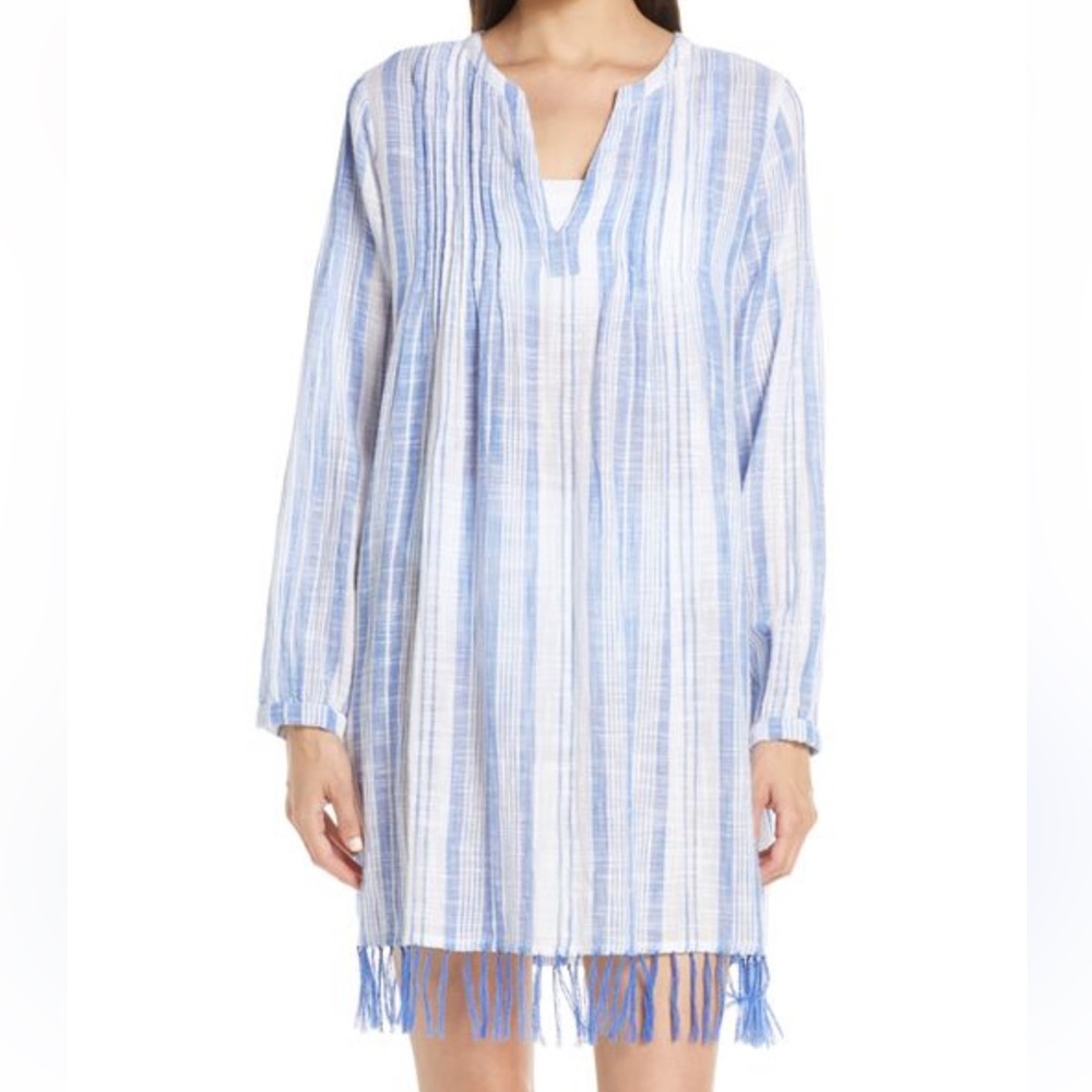 Roller Rabbit Light Blue and White Striped Cover-Up